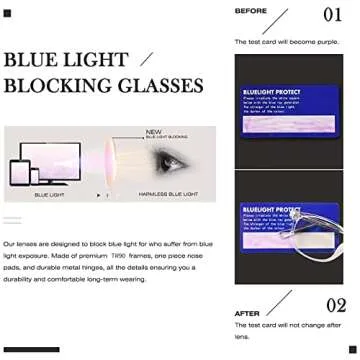 FONHCOO Blue Light Blocking Glasses Women Men,Computer Eyeglasses,Fashion Gaming Eyewear with Anti Eyestrain Headaches & UV Glare Crystal