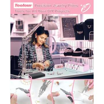 Toolour Jewelry Pliers Set Jeweler Making Tools with 6 Rolls Beading Wire Kit for Jewelry Supplies D...