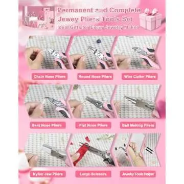 Toolour Jewelry Pliers Set Jeweler Making Tools with 6 Rolls Beading Wire Kit for Jewelry Supplies DIY Hobby Repair Crimping Wrapping,Pink Professional Craft Pliers for Adults Beginner