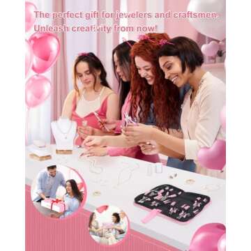 Toolour Jewelry Pliers Set Jeweler Making Tools with 6 Rolls Beading Wire Kit for Jewelry Supplies DIY Hobby Repair Crimping Wrapping,Pink Professional Craft Pliers for Adults Beginner