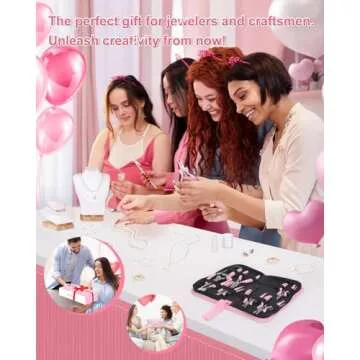 Toolour Jewelry Pliers Set Jeweler Making Tools with 6 Rolls Beading Wire Kit for Jewelry Supplies DIY Hobby Repair Crimping Wrapping,Pink Professional Craft Pliers for Adults Beginner