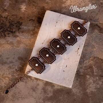 Montana West Wrangler Link Bracelet for Women Western Chunky Chain Bracelets for Cowgirl Concho Bracelets Cowgirls WGW-1003WT