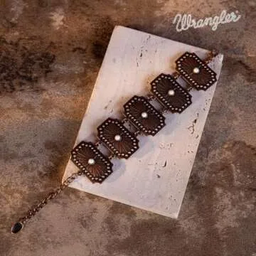 Montana West Wrangler Link Bracelet for Women Western Chunky Chain Bracelets for Cowgirl Concho Bracelets Cowgirls WGW-1003WT