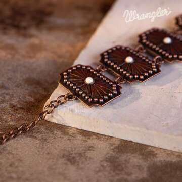 Montana West Wrangler Link Bracelet for Women Western Chunky Chain Bracelets for Cowgirl Concho Bracelets Cowgirls WGW-1003WT