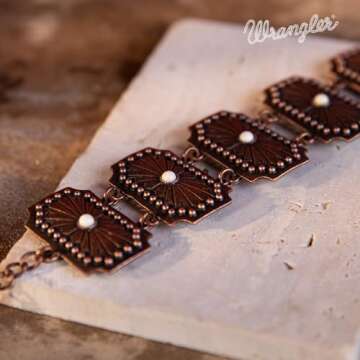 Montana West Wrangler Link Bracelet for Women Western Chunky Chain Bracelets for Cowgirl Concho Bracelets Cowgirls WGW-1003WT