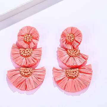 Stylish Boho Raffia Earrings for Women - Unique Gift Idea