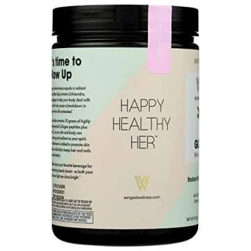 Winged Glow Up Collagen Powder | Better Hair, Skin, Nails for Women | Grass Fed Collagen Peptides w/Adaptogen Schisandra, Snow Mushroom, Vitamin C & Biotin | Unflavored (25 Servings), Non GMO