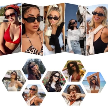 Dollger Retro Rectangle Sunglasses with UV400 Protection