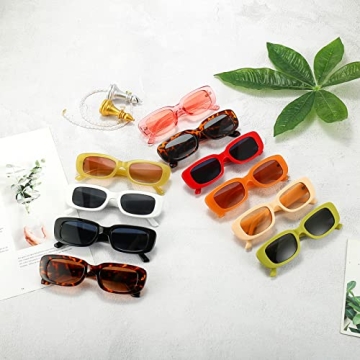 Dollger Retro Rectangle Sunglasses with UV400 Protection