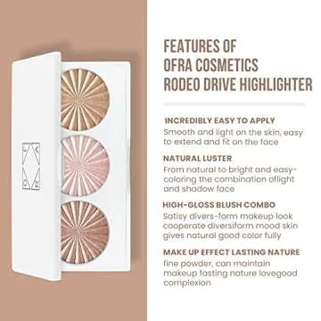 Ofra Cosmetics Rodeo Drive Highlighter - Champagne Highlighter Makeup Palette for Cheeks, Nose, Eyes - Liquid to Baked Powder, Highly-Pigmented, Vegan Formula - Buttery Smooth, Long-Lasting - 10g