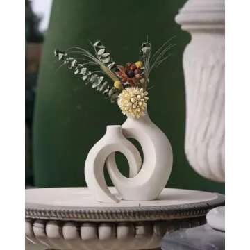 CERES PARIS Modern White Boho Vases - Set of 2. Elevate Your Space with Nordic Minimalism. Ideal for Table centerpieces, Weddings, and Chic Home Decor.