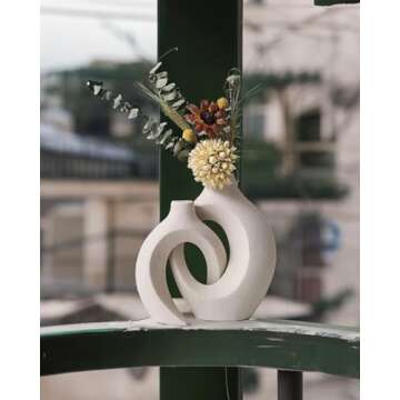 CERES PARIS Modern White Boho Vases - Set of 2. Elevate Your Space with Nordic Minimalism. Ideal for Table centerpieces, Weddings, and Chic Home Decor.