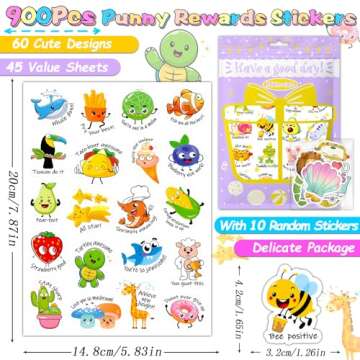 900PCS Punny Teacher Stickers for Students, Funny Teacher Reward Stickers for Kids Classroom Supplie...