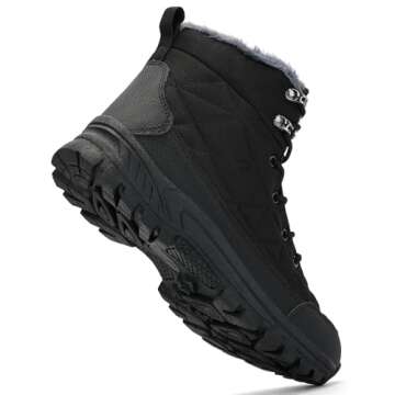 UPSOLO Mens Winter Boots Snow Booties Warm Soft Rubber Sole Backpacking Trekking Shoes Outdoor Trekk...