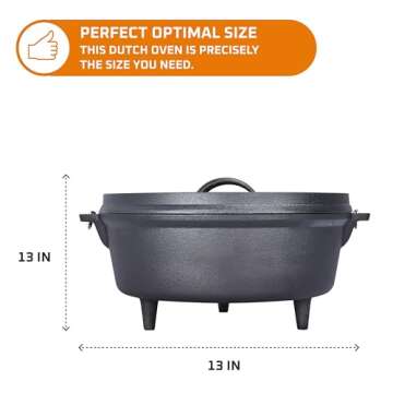Bruntmor 5 Qt Camp Dutch Ovens Set for Versatile Cooking