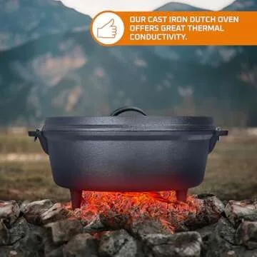 Bruntmor 5 Qt Camp Dutch Ovens Set for Versatile Cooking