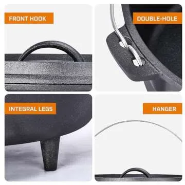 Bruntmor 5 Qt Camp Dutch Ovens Set for Versatile Cooking