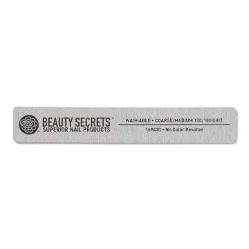 Beauty Secrets 100/180 Rectangle Zebra Cushion Nail File for Perfect Nails