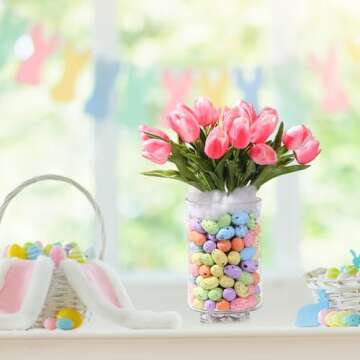 Sunnychicc Colorful Tulip Centerpiece for Easter Decor