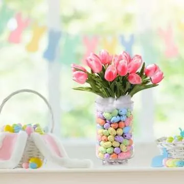 Sunnychicc Colorful Tulip Centerpiece for Easter Decor