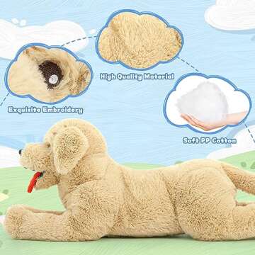 Lanmore 21" Dog Stuffed Animal Large Puppy Plush Golden Retriever Dogs Hugging Pillow for Kids Girlfriend, Gift for Special Day(Light Brown)