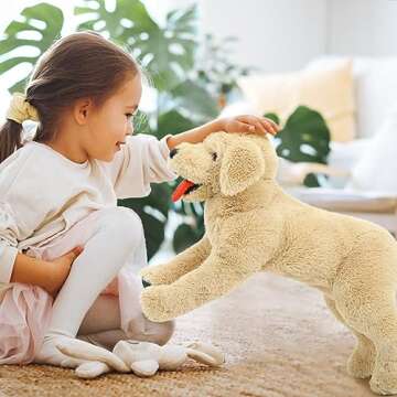 Lanmore 21" Dog Stuffed Animal Large Puppy Plush Golden Retriever Dogs Hugging Pillow for Kids Girlfriend, Gift for Special Day(Light Brown)