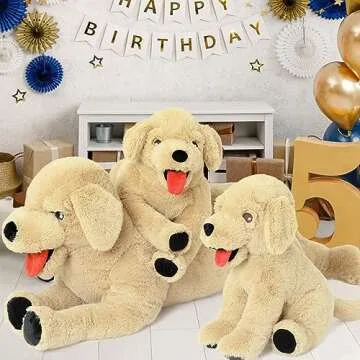 Lanmore 21" Dog Stuffed Animal Large Puppy Plush Golden Retriever Dogs Hugging Pillow for Kids Girlfriend, Gift for Special Day(Light Brown)
