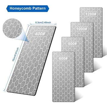 Diamond Sharpening Stone Set - 5 Pcs with Non-slip Base