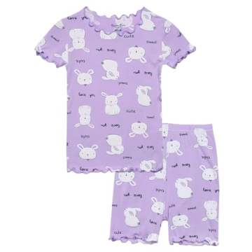 VAENAIT BABY Infant Kids Toddler Junior Sleepwear Pajamas Pjs 2pcs Set Short Shirring Purple Rabbit ...