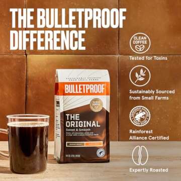 Bulletproof Original Medium Roast Whole Bean Coffee, 12 Ounces, 100% Arabica Coffee Sourced from Central and South America