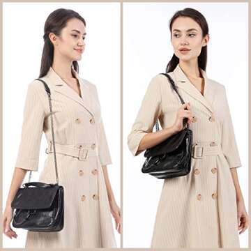 LOVEVOOK Quilted Crossbody Bags for Women Leather Shoulder Bag Chain Crossbody Bag Black Crossbody Purse