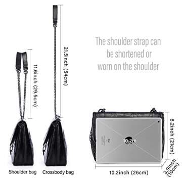 LOVEVOOK Quilted Crossbody Bags for Women Leather Shoulder Bag Chain Crossbody Bag Black Crossbody Purse