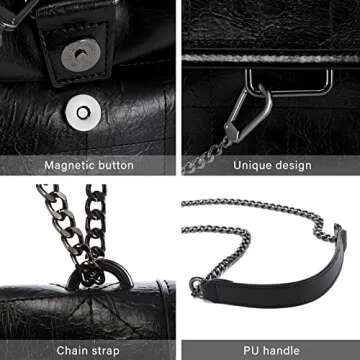 LOVEVOOK Quilted Crossbody Bags for Women Leather Shoulder Bag Chain Crossbody Bag Black Crossbody Purse