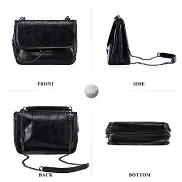 LOVEVOOK Quilted Crossbody Bags for Women Leather Shoulder Bag Chain Crossbody Bag Black Crossbody Purse