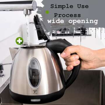 Moss & Stone Stainless Steel Electric Kettle Small, Cordless 1.2L Portable Hot Water Kettle Electric, 1500w Strong Fast Boiling Pot, Electric Teapot, Electric Tea Kettle With Boil Dry Protection