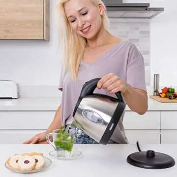 Moss & Stone Stainless Steel Electric Kettle Small, Cordless 1.2L Portable Hot Water Kettle Electric, 1500w Strong Fast Boiling Pot, Electric Teapot, Electric Tea Kettle With Boil Dry Protection