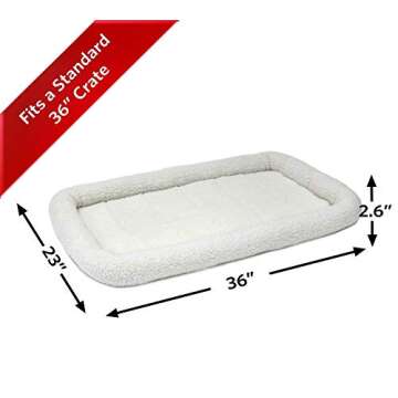 MidWest Homes for Pets Bolster Dog Bed 36L-Inch White Fleece Dog Bed w/ Comfortable Bolster | Ideal ...