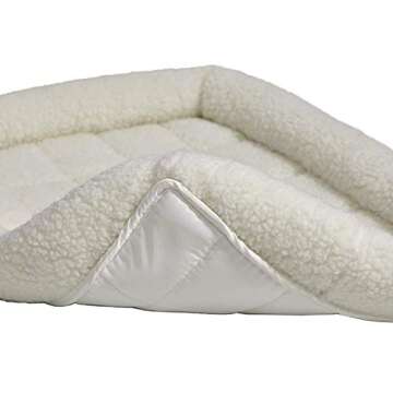 MidWest Homes for Pets Bolster Dog Bed 36L-Inch White Fleece Dog Bed w/ Comfortable Bolster | Ideal for Intermediate Dog Breeds & Fits a 36-Inch Dog Crate | Easy Maintenance Machine Wash & Dry