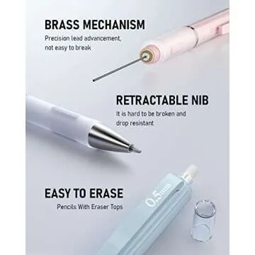 Nicpro Pastel Mechanical Pencil Set for Aesthetic Writing