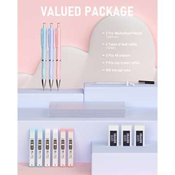 Nicpro Pastel Mechanical Pencil Set for Aesthetic Writing