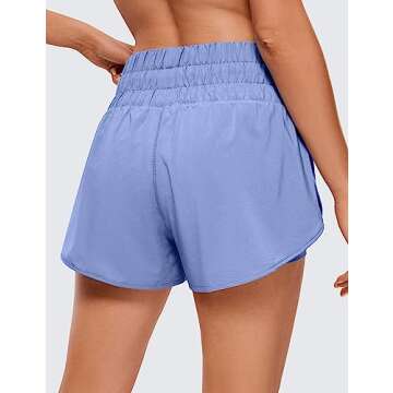 CRZ YOGA 2 in 1 High Waisted Running Shorts for Women 3" - Split Breathable for Athletic Tennis Gym Workout with Pockets Periwinkle Purple X-Small