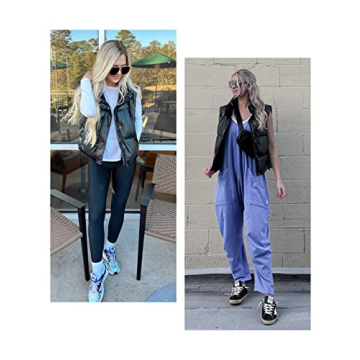 Chic UANEO Women's Faux Leather Puffer Vest for Winter