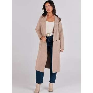 ANRABESS Women's Open Front Coatigan Jackets Long Knit Cardigan Sweaters 2024 Fall Fashion Sweater B...