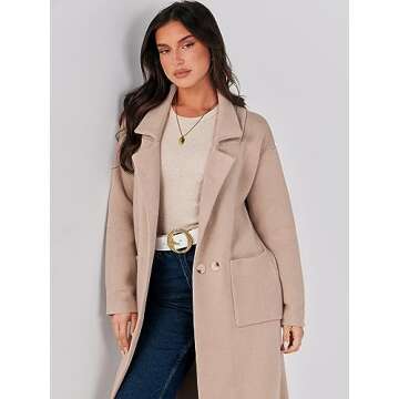 ANRABESS Women's Open Front Coatigan Jackets Long Knit Cardigan Sweaters 2024 Fall Fashion Sweater Blazer Coats Khaki M