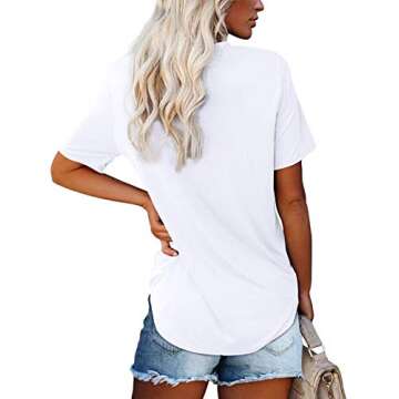 NSQTBA Tshirts for Women Short Sleeve Soft Tops Summer Loose Fit Shirts White M