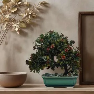 FFPOPU 3-Packs Ceramic Bonsai Pots with Drainage Tray, 6-inch Cute Bonsai Tree Pot with Ice Cracked Glaze, Small Bonsai Planter Pot for Desktop Decoration