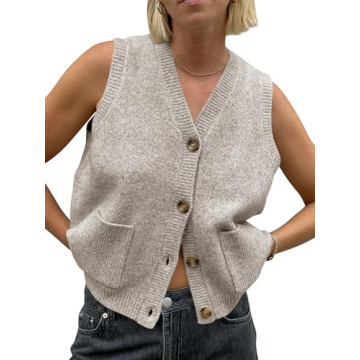 Saodimallsu Women’s Sleeveless Sweater Vest – Chic & Stylish Cardigan with Pockets
