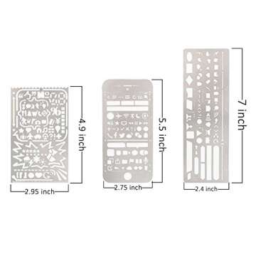 Yansanido 3 Pack Stainless Steel Drawing Stencils & Rulers