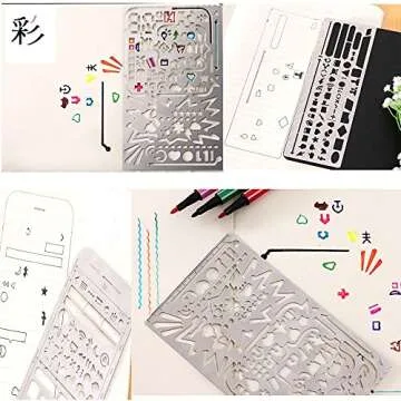 Yansanido 3 Pack Stainless Steel Drawing Stencils & Rulers