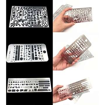Yansanido 3 Pack Stainless Steel Drawing Stencils & Rulers